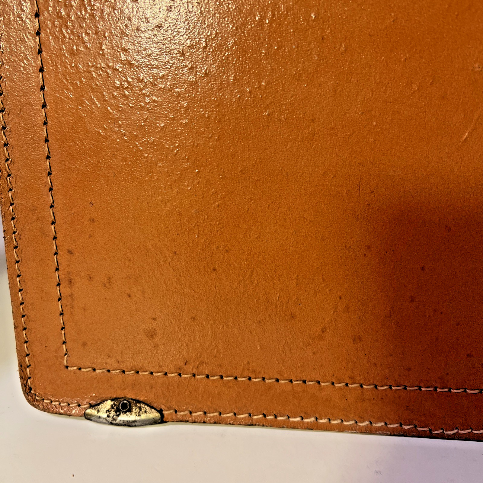 Vtg Genuine Leather Briefcase Cognac Deep Buffed Cowhide Legal Document Case