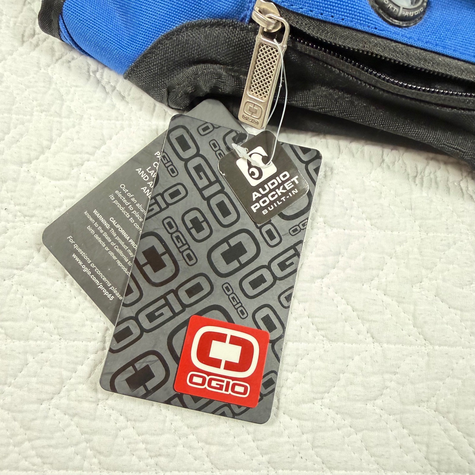 Ogio Street Tech Specs Unisex Backpack Laptop Sleeve Audio Pocket Blue NWT