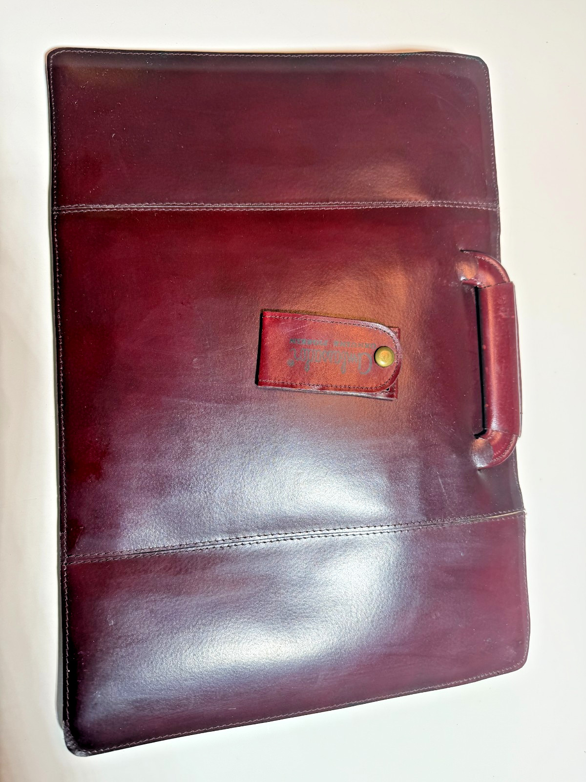 Vintage AMBASSADOR Burgundy Genuine Pigskin Leather Laptop Attaché Made in Roman