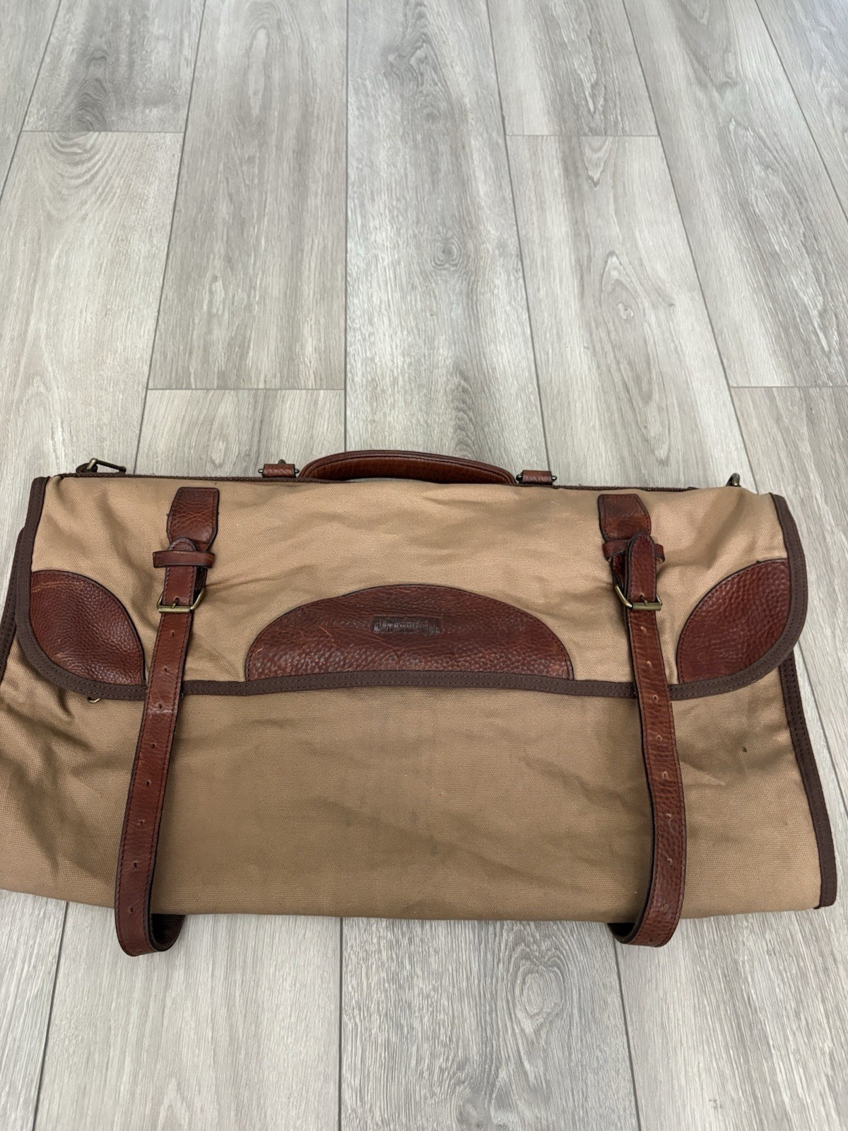 Duluth Trading Canvas Leather One Night Stand Garment Bag Suit Carrier Travel