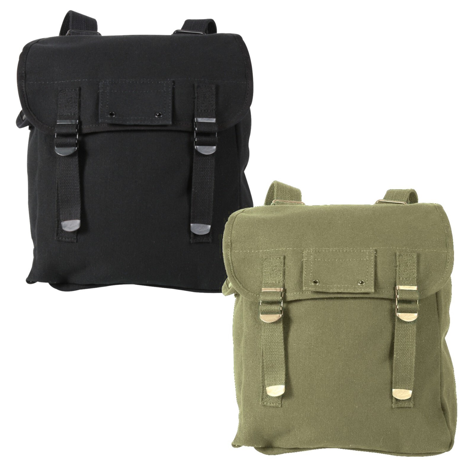 Musette Bags – Canvas – OD or Black- Adjustable Shoulder & Back Straps-12x12x6