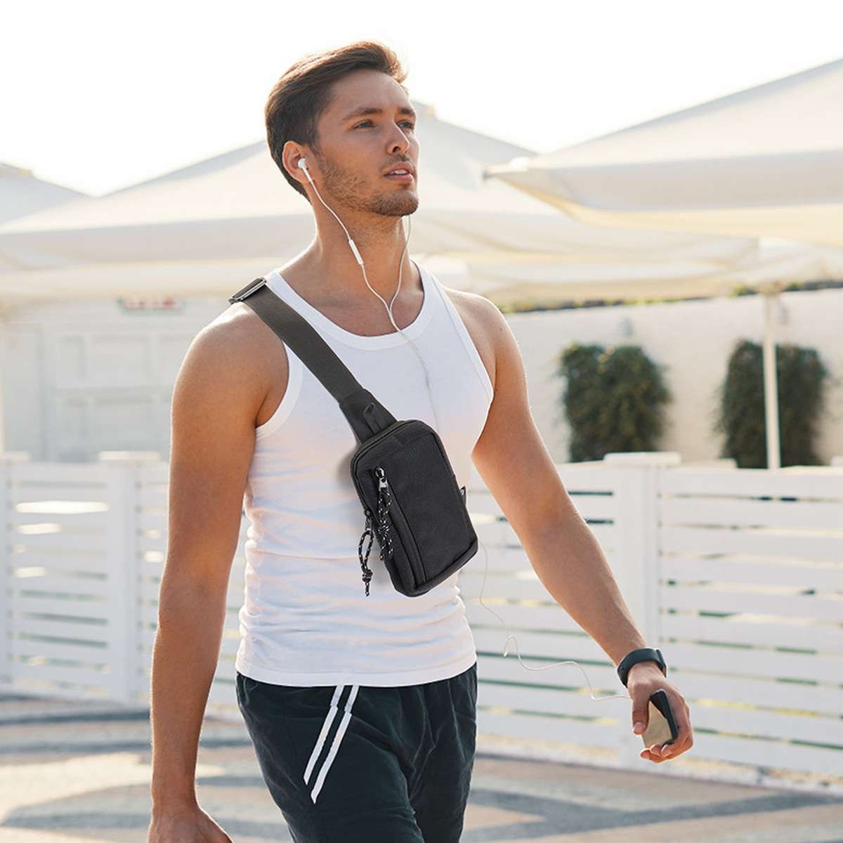 Men’s Sling Shoulder Bag Oxford Chest Pack Crossbody Casual Travel Phone Packet