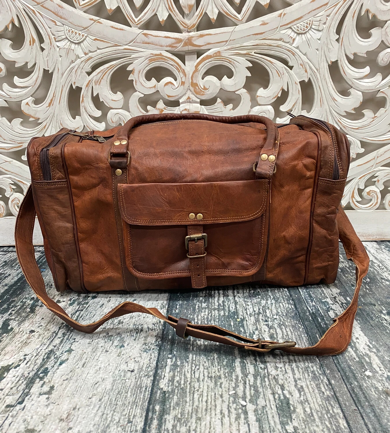 Leather Genuine Travel Bag Duffle Gym Men Rustic Luggage Overnight Weekend Bag