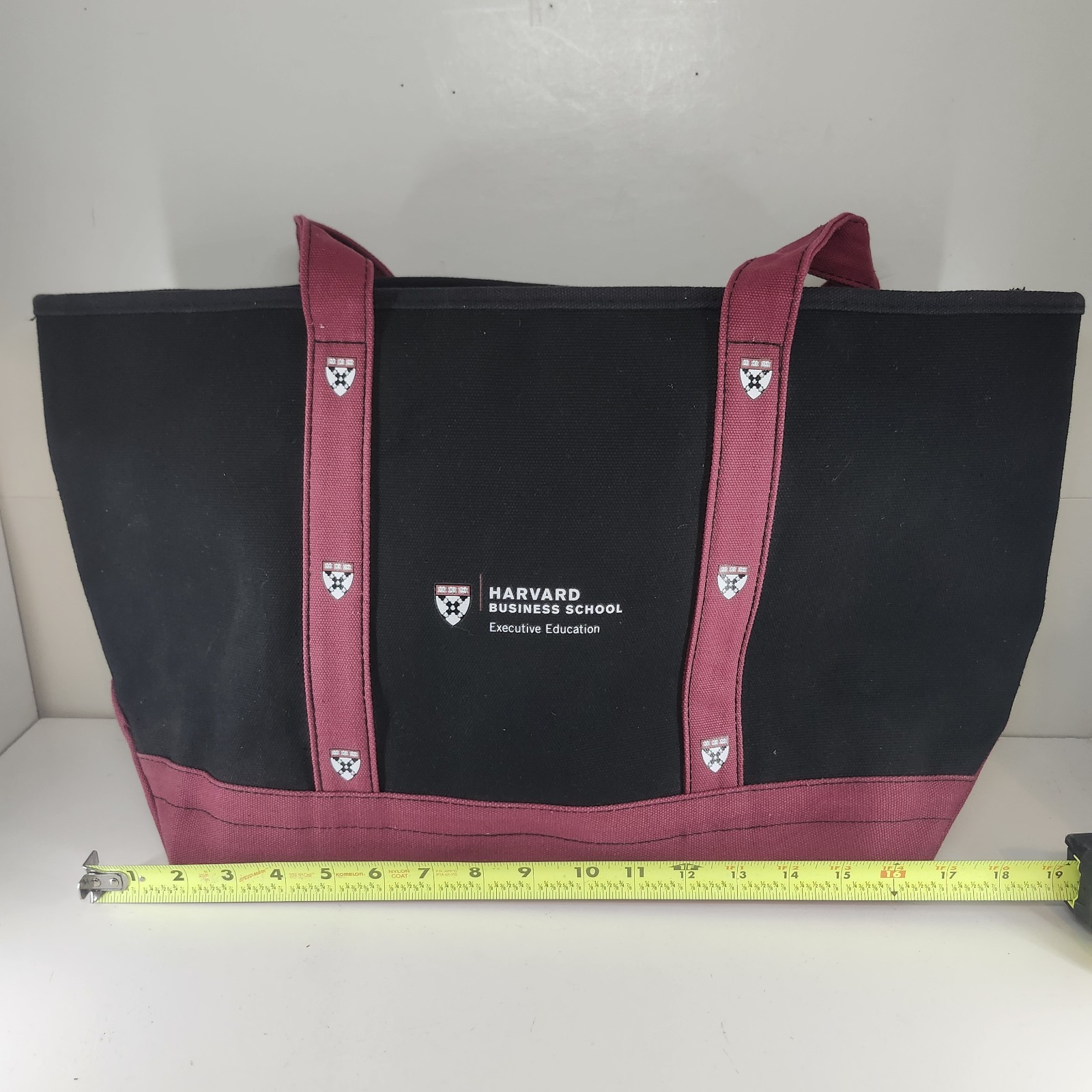 Harvard Business School Black Maroon Executive Education Canvas Fabric Tote Bag