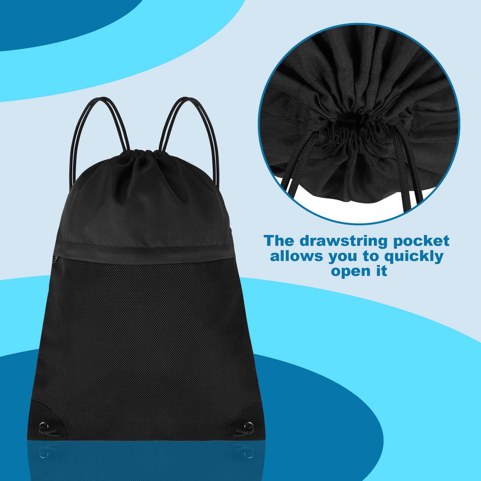 Drawstring Backpack Gym Bag – String Gym Bag for Men & Women, Lightweight Cin…