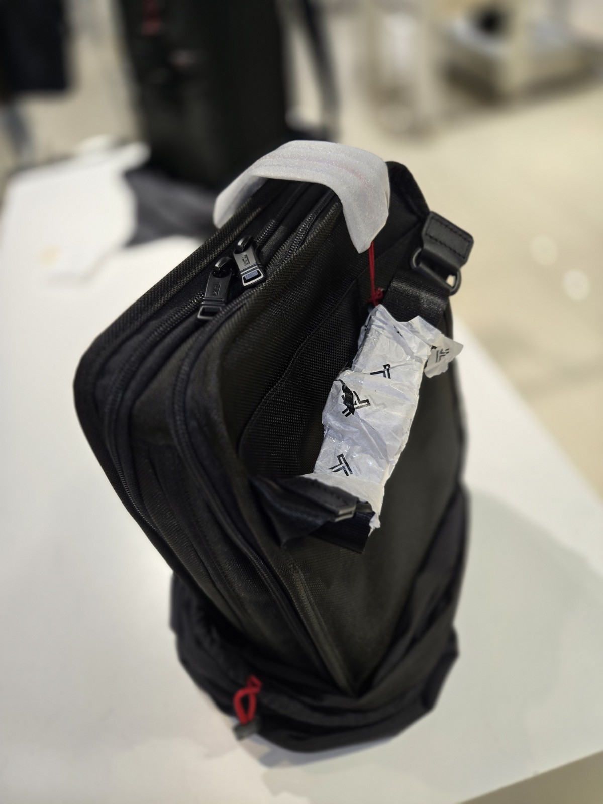 NWT TUMI ALPHA Blk Ballistic Nylon Slim Backpack+Red Pouch+Organizer Travel Tote