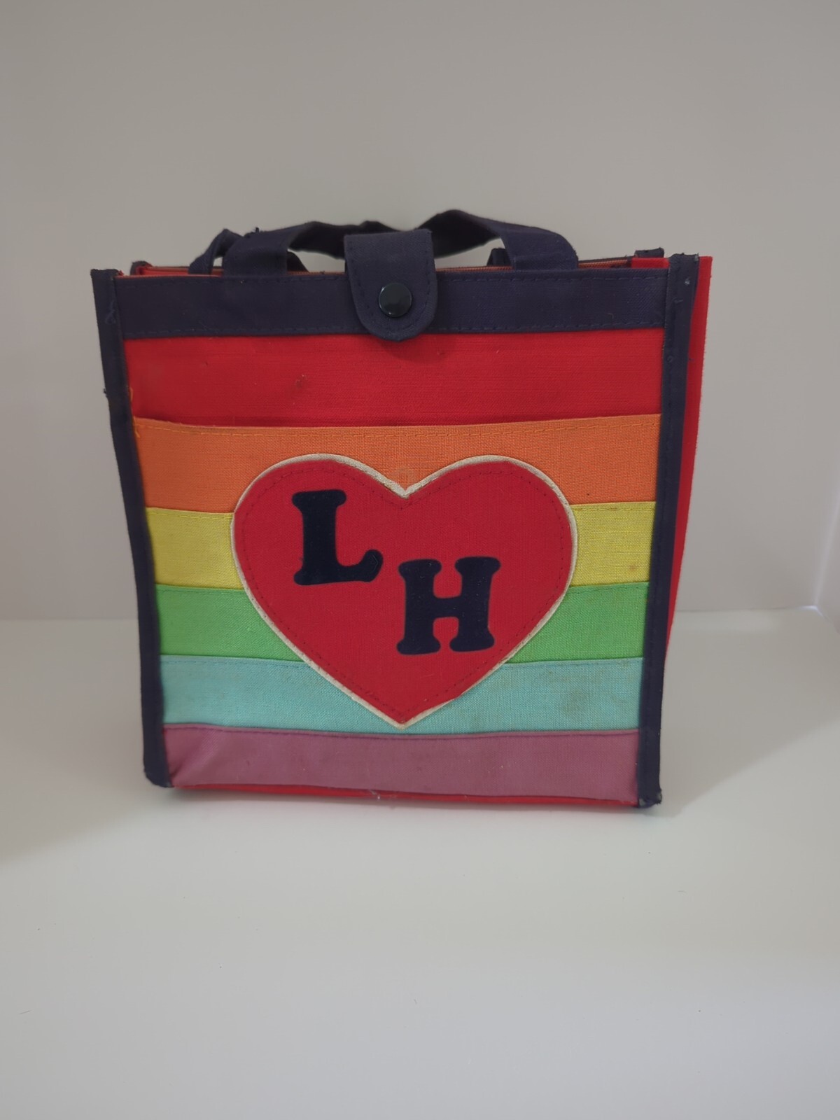 1980s Multicolor Rainbow Thick Canvas Mini Tote Bag “LH” Monogram M