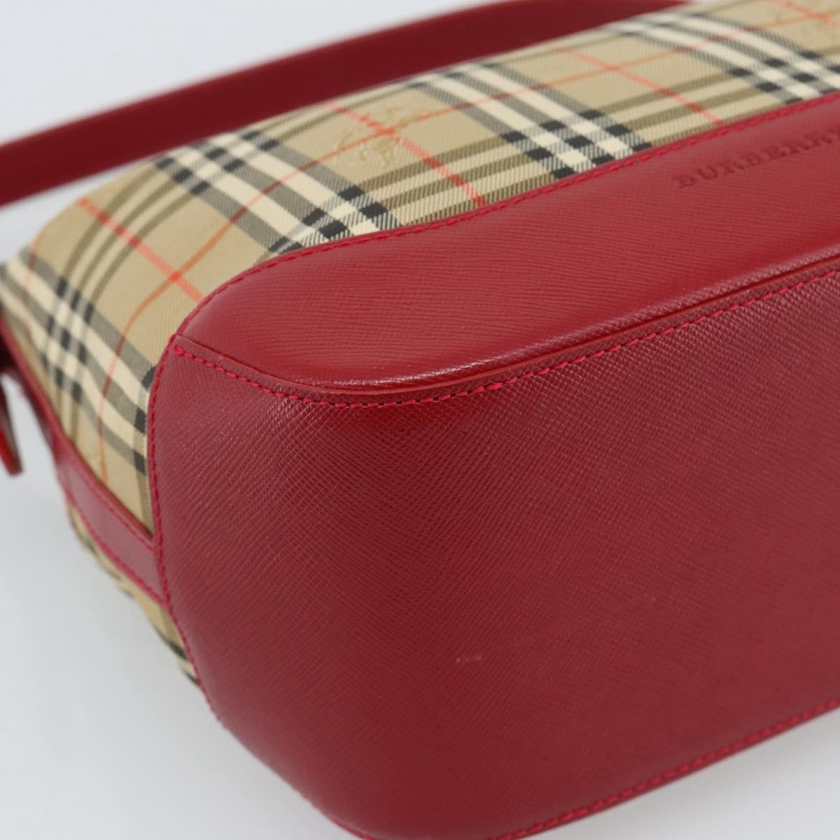 BURBERRY Nova Check Hand Bag Canvas Beige Gold Auth mr2701