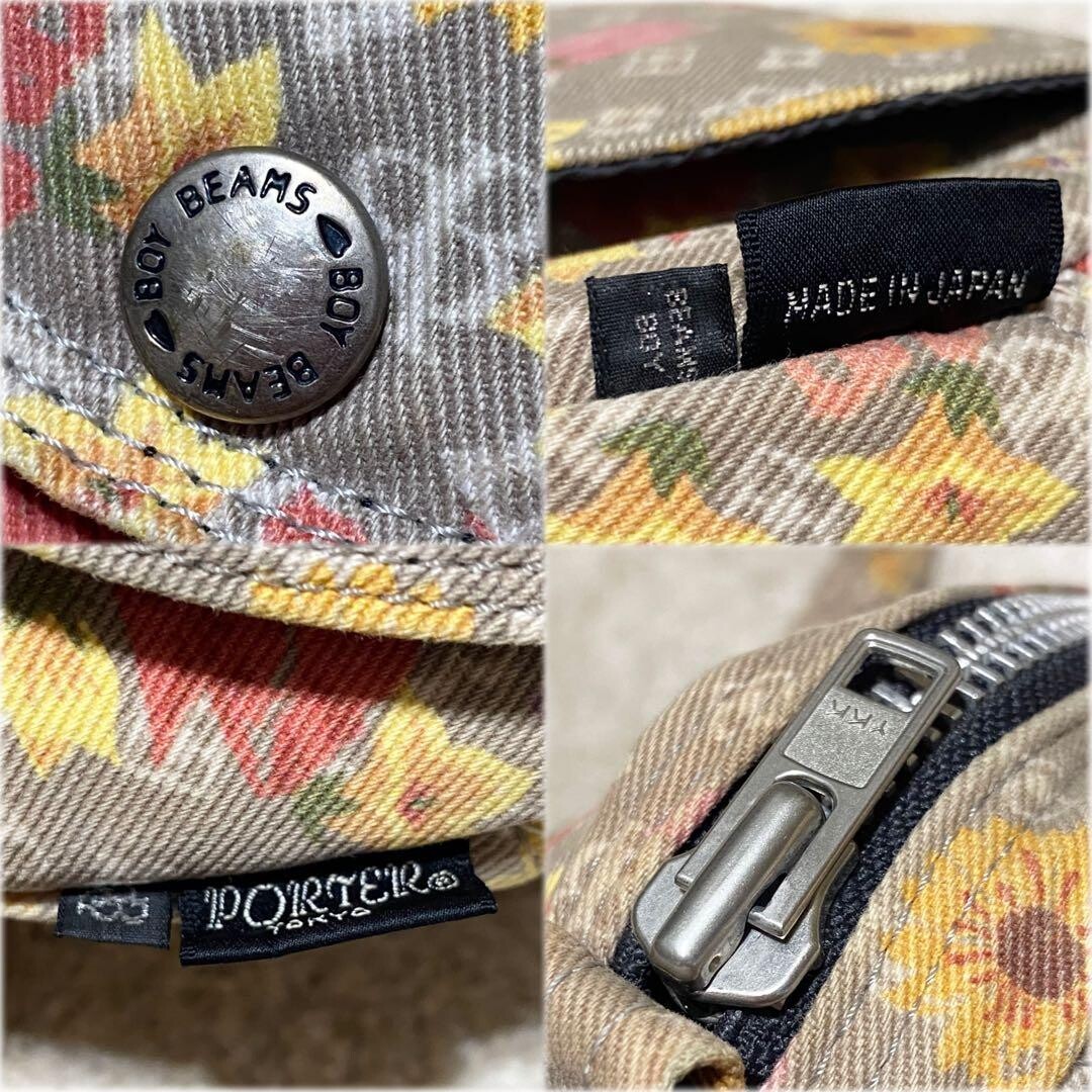 PORTER BEAMS BOY Monogram Floral Shoulder Bag Gray Japan Women 25cm 17cm 9cm