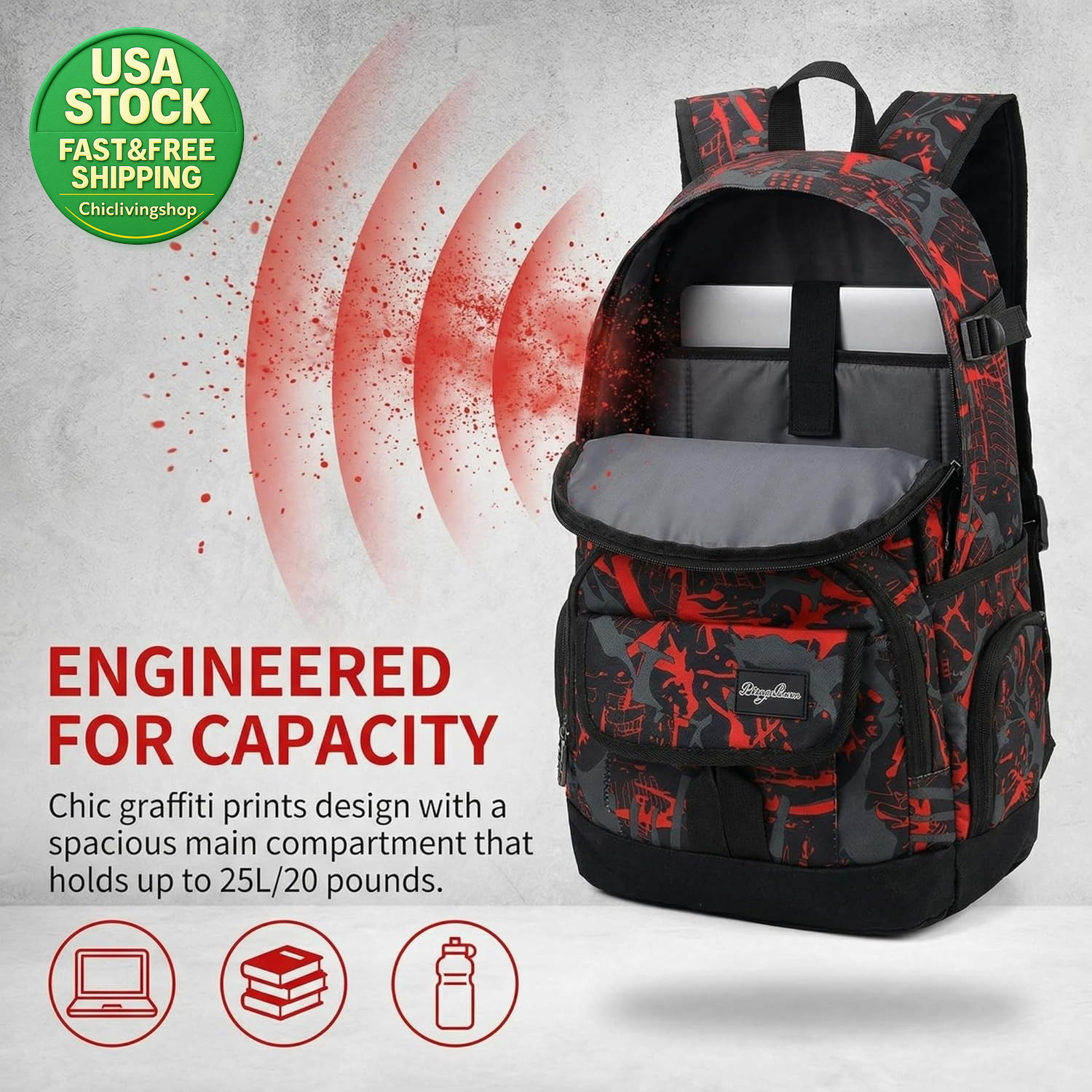 School Backpack Lightweight College Travel Bag Laptop Compartment