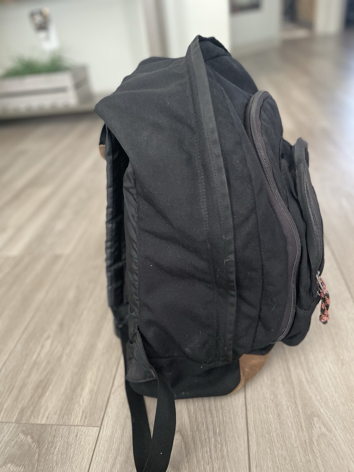 Vintage Timberland Leather Canvas Backpack Vintage Black Brown