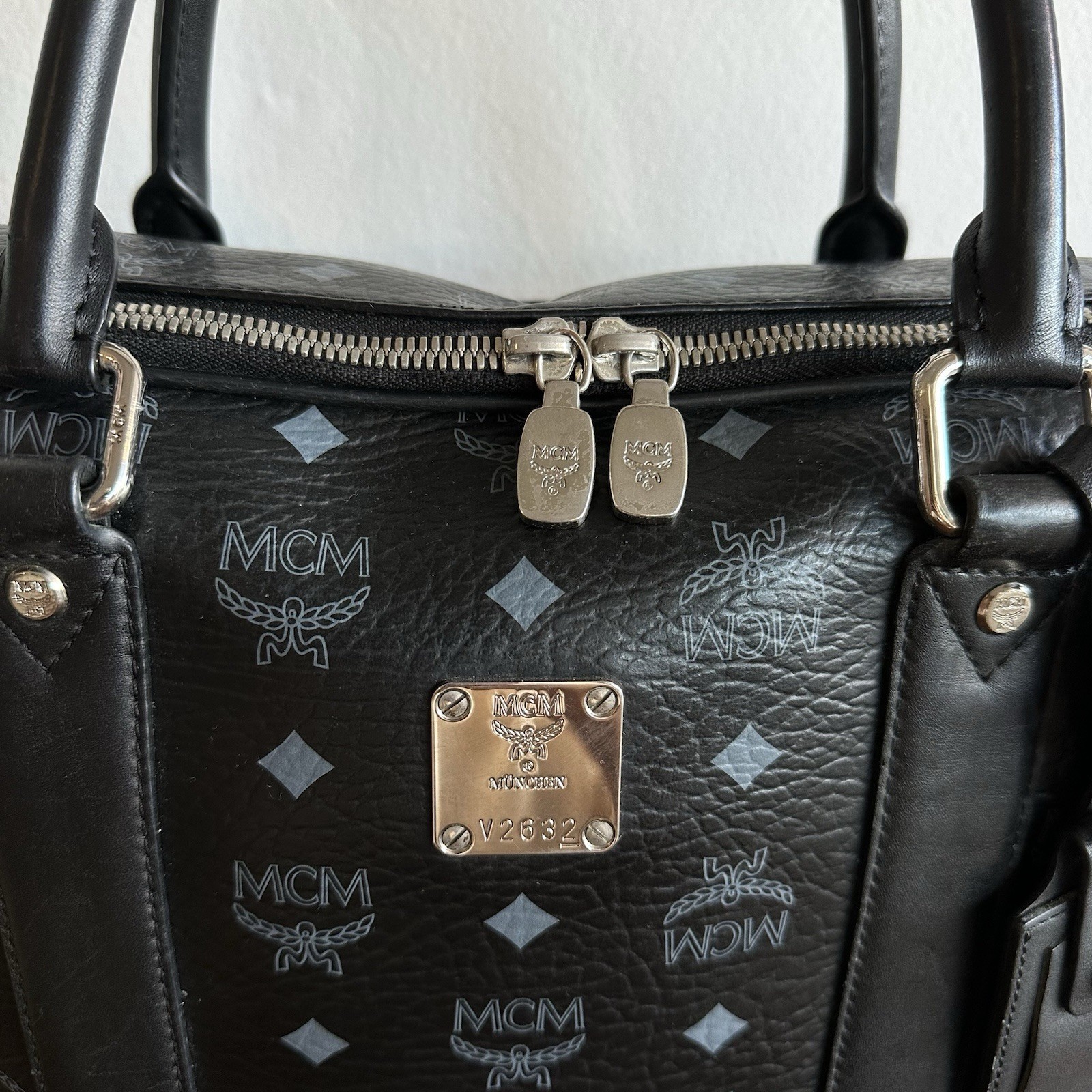 MCM Business Bag Messenger Laptop Document Bag Black Shoulder Bag Logo Print