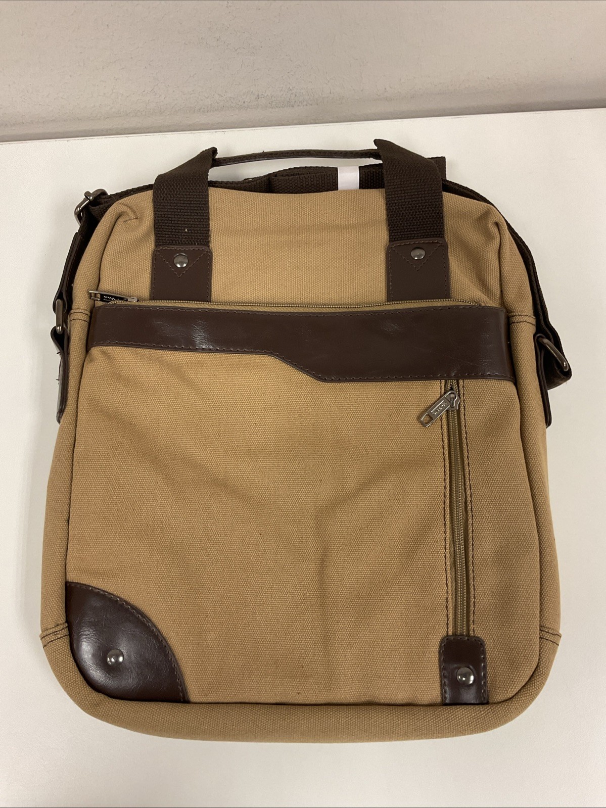 West Pony 15” Canvas Laptop Messenger – Tan