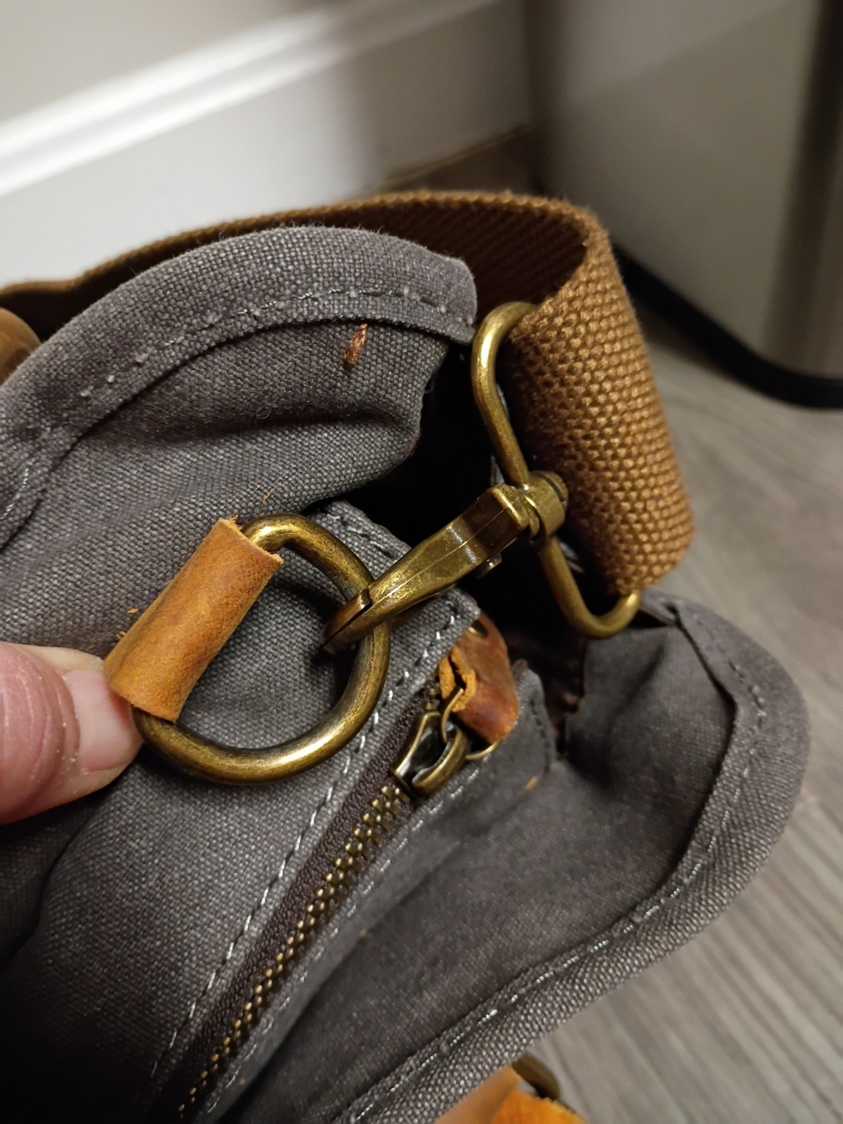 Handcrafted Waxed Canvas Full Grain Leather Messenger Tote Bag