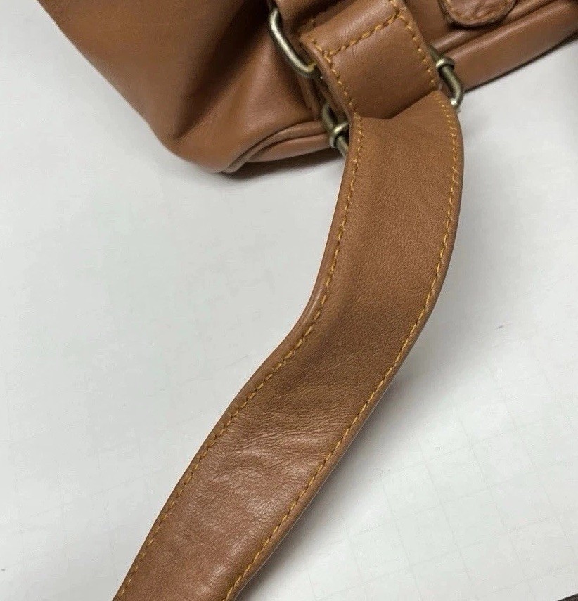 Vintage Marlboro Drawstring Buckle Leather Zip Backpack Purse Bag ~ Brown