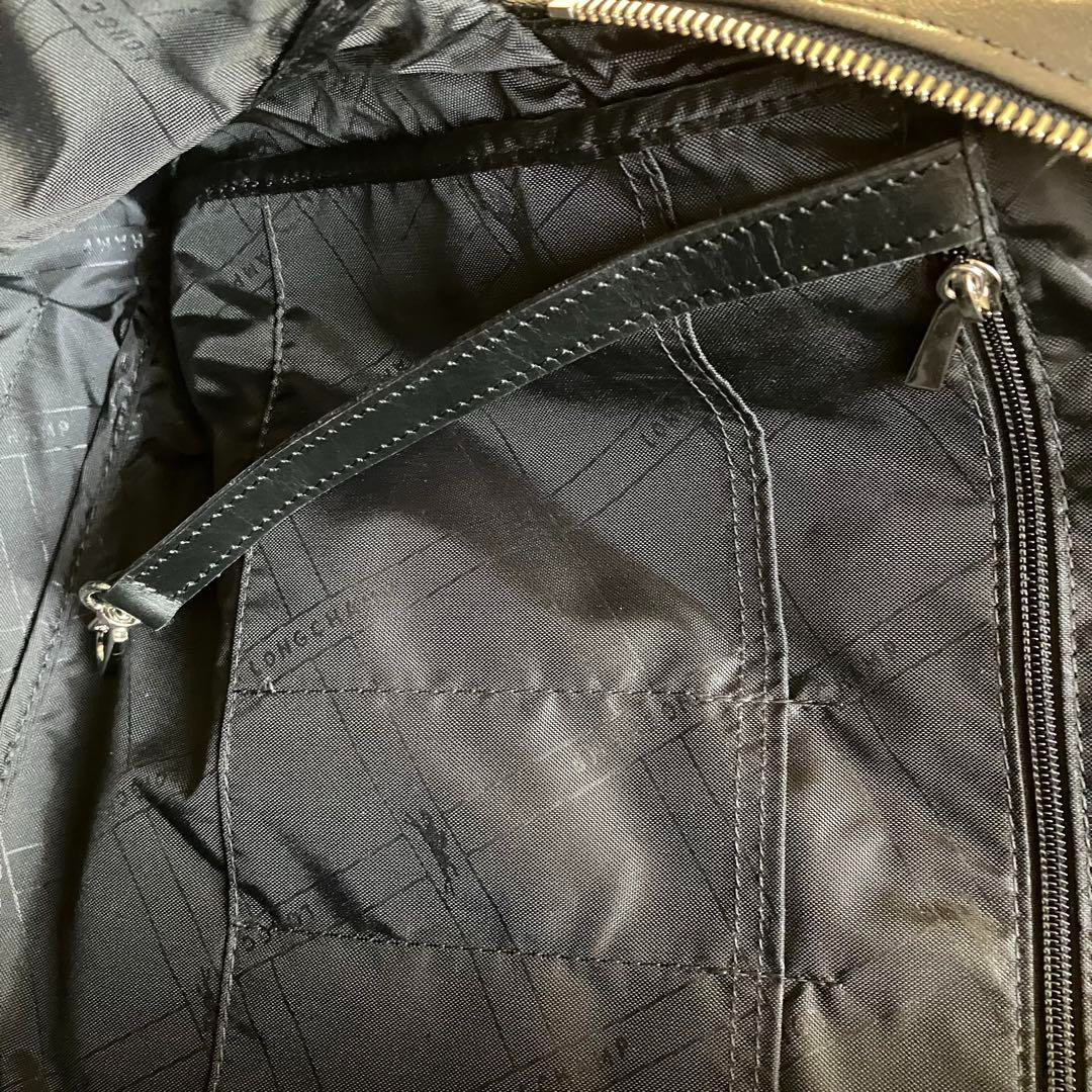 Longchamp Nappa Leather Business Bag Dark Gray Briefcase Tote 14.2in Authentic