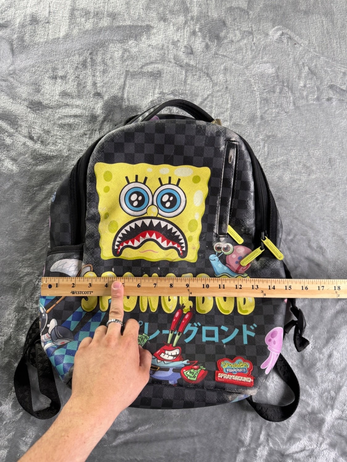 Sprayground SpongeBob SquarePants Shark Mouth Backpack Vegan Leather Checkered