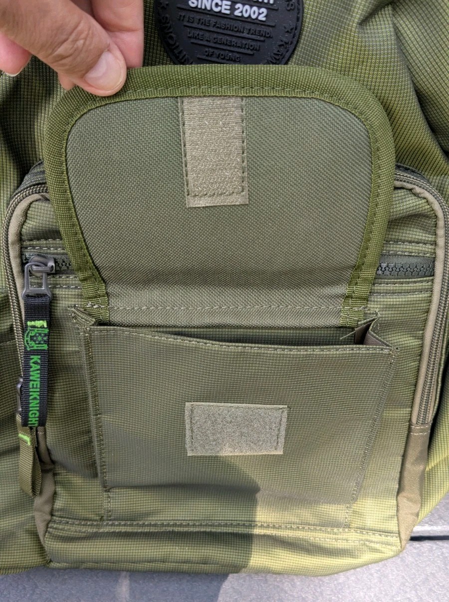 Kawei Knight Sling Pack Cross Body Travel Olive Green Multi Pocket Water Bottle