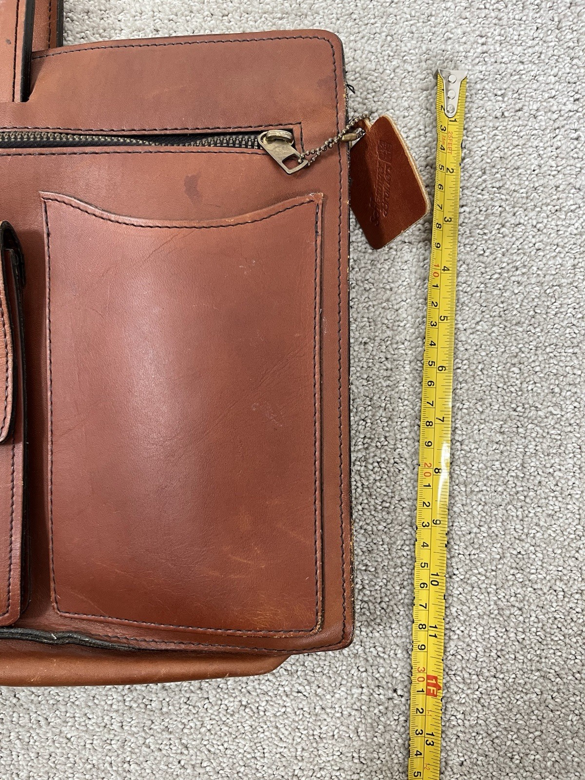 Schlesinger Brothers Briefcase Saddle Leather Vintage USA Slide Handle