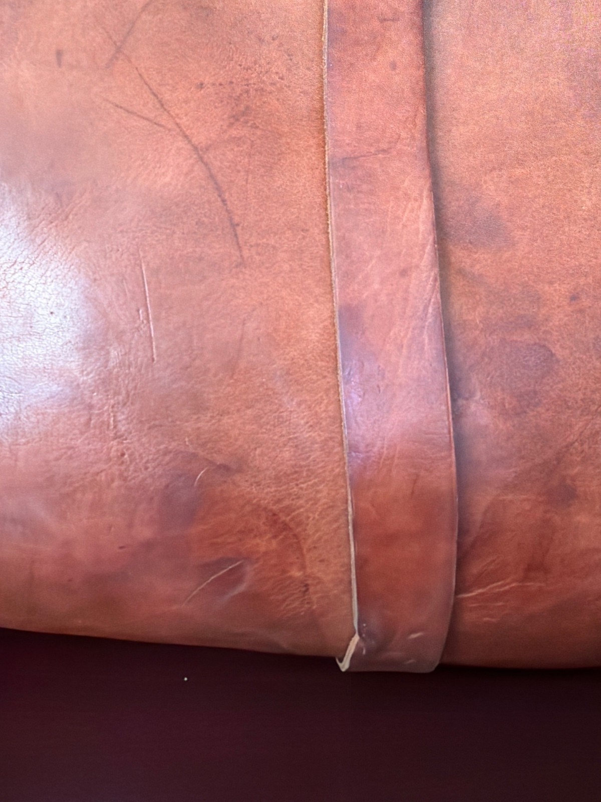Vintage Handmade Full Grain Cognac Leather Duffel Barrel Travel Bag 20″