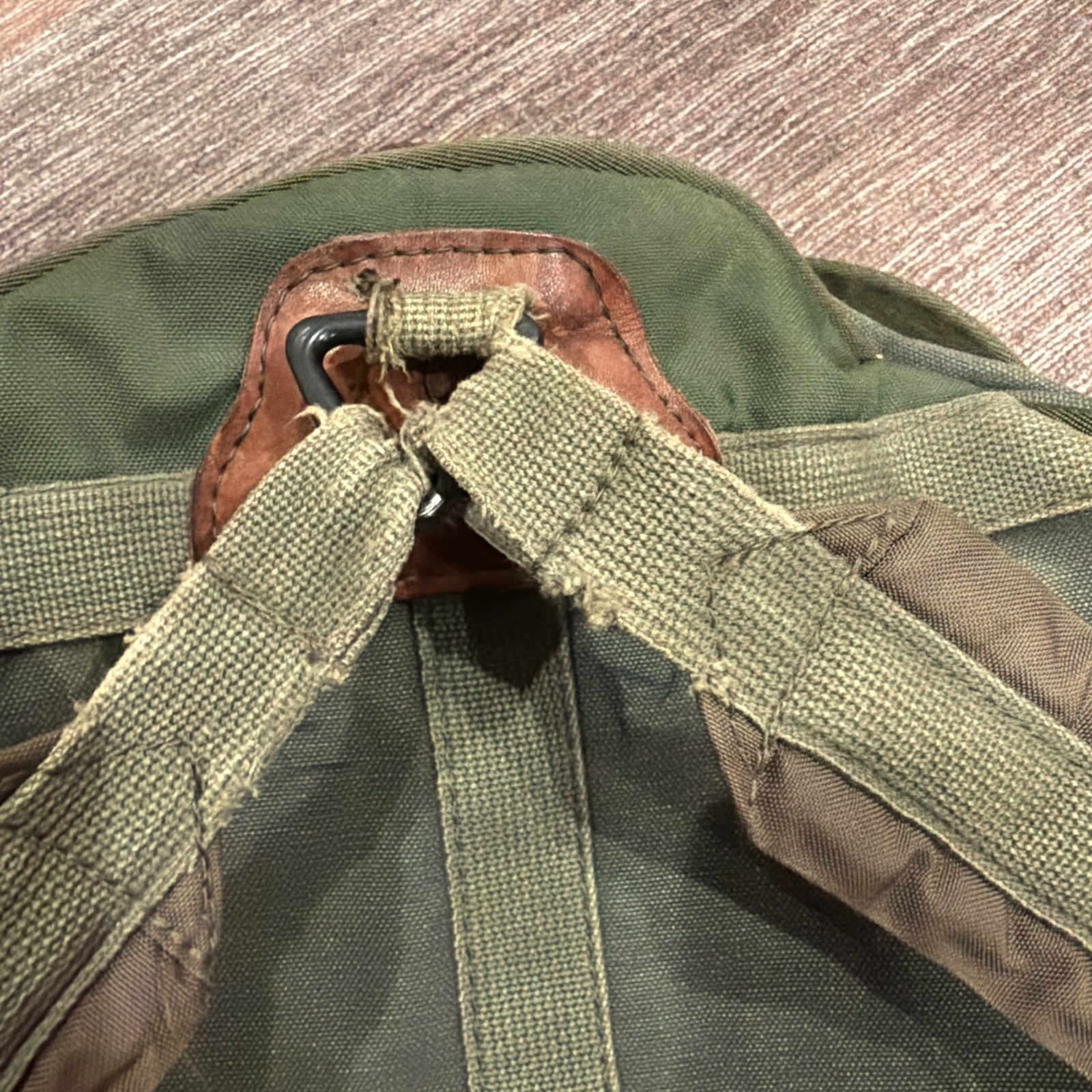 Orvis Battenkill Canvas Leather Backpack Green Brown Travel Outdoor Vintage READ