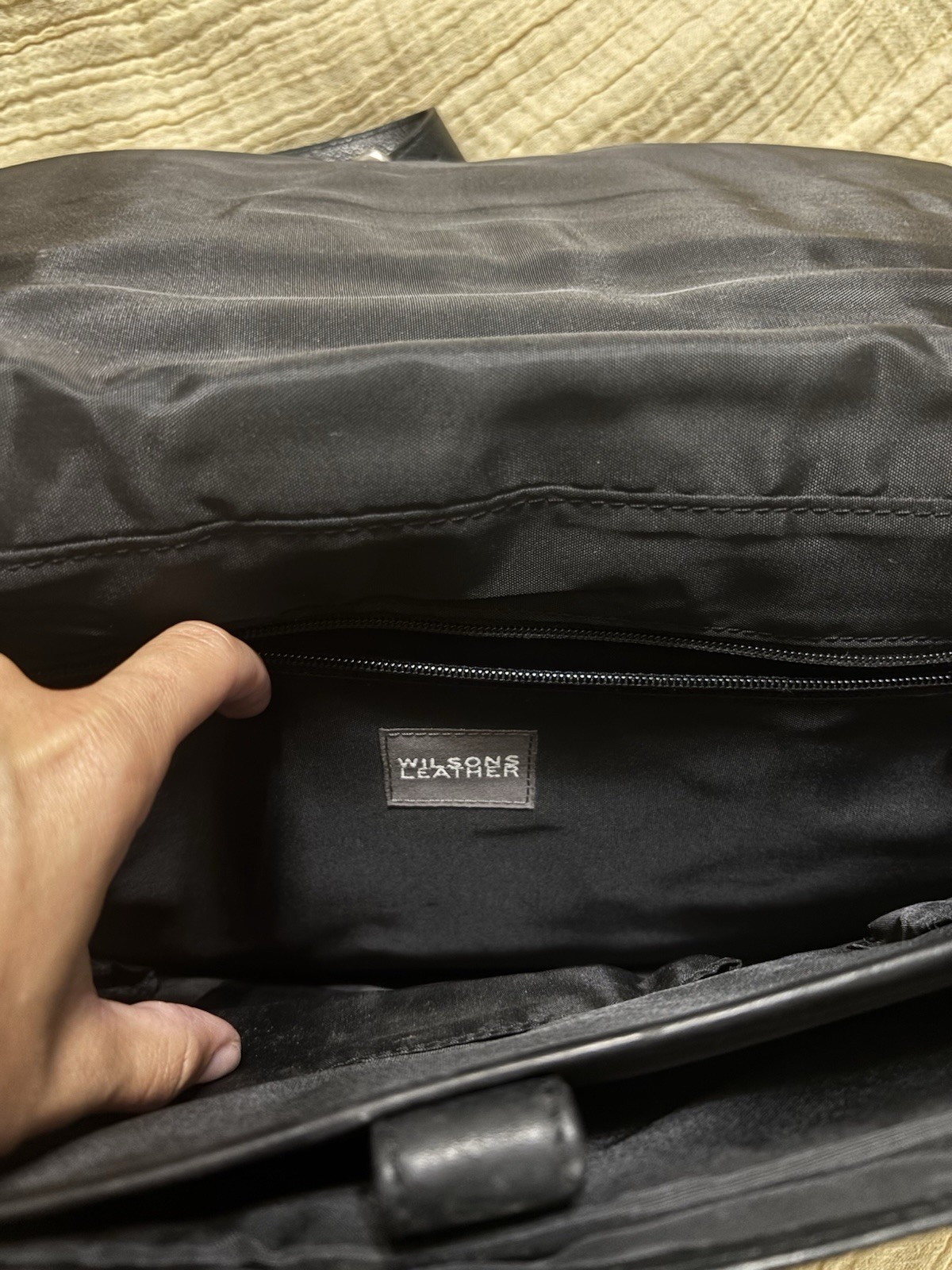 Vintage Wilsons Leather Expandable Briefcase Laptop Messenger Bag Black w/Strap