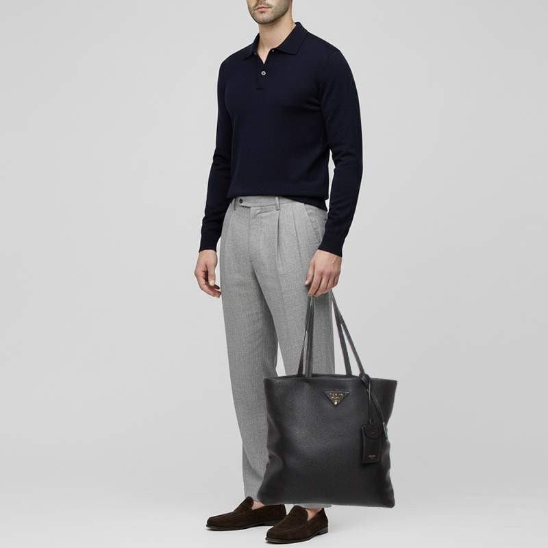 Prada Black Vitello Leather Tote