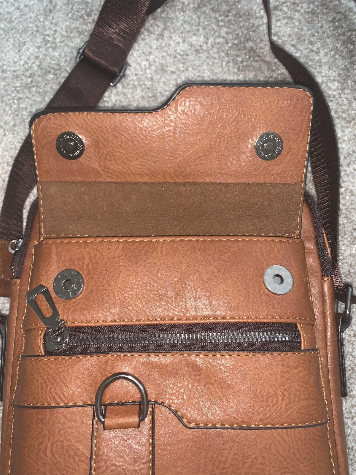 Men’s Leather Crossbody Shoulder Messenger Bag Brown NEW