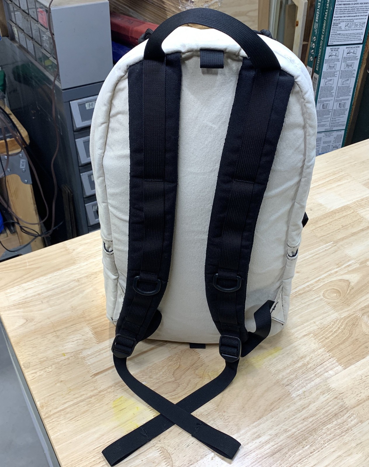Topo Designs Daypack Backpack Off-White/Beige/Brown Leather USA-made Cordura