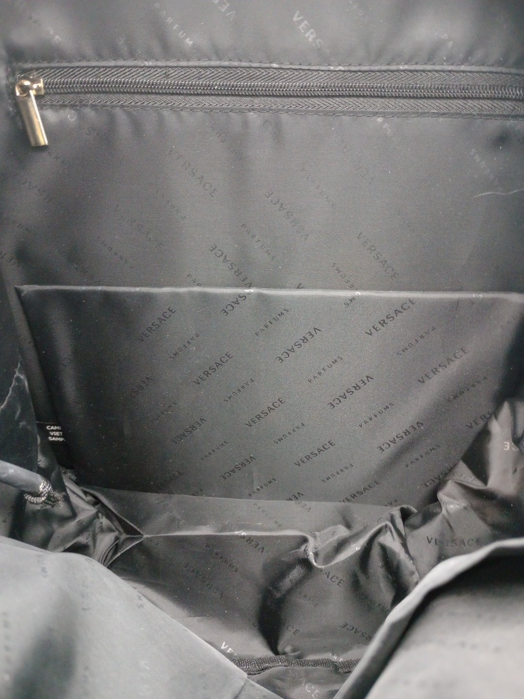 VERSACE Parfums Rider Backpack Shoulder Bag Black Fragerance Excellent Condition
