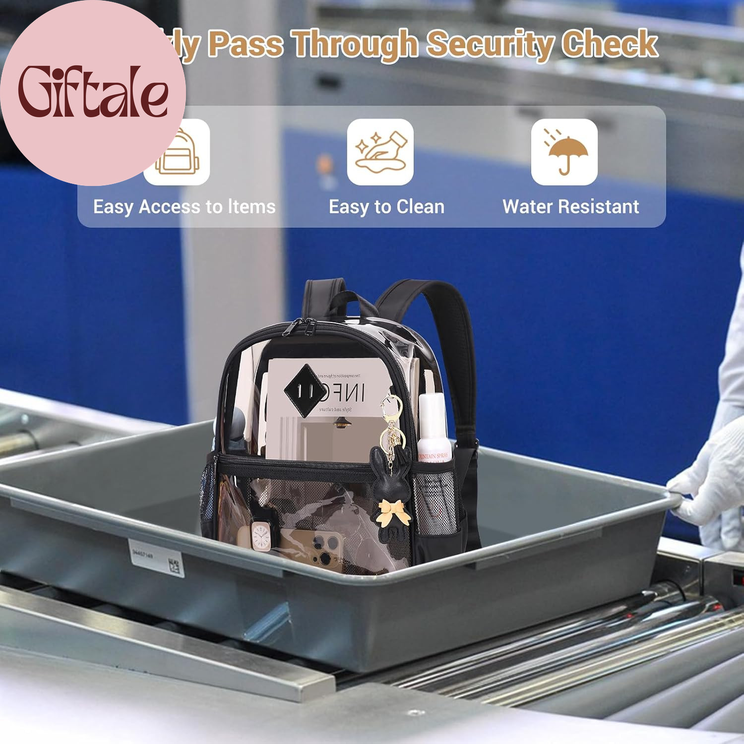 Clear Backpack for Stadium Events Approved 12×6×12, Thick TPU Mini Clear Bag wit