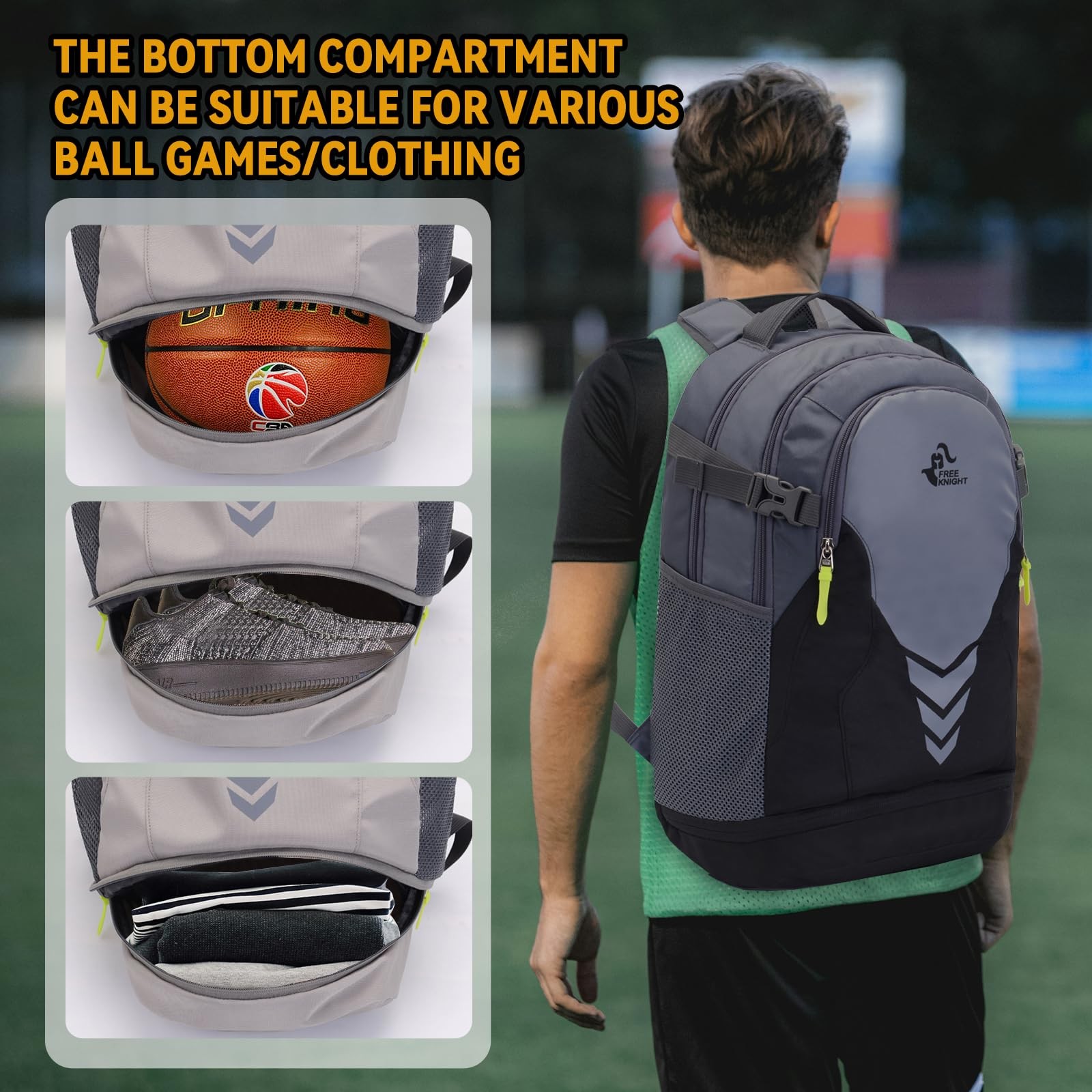 35L Basketball Backpack, Large Sports Bag with Separate Ball compartment, for…