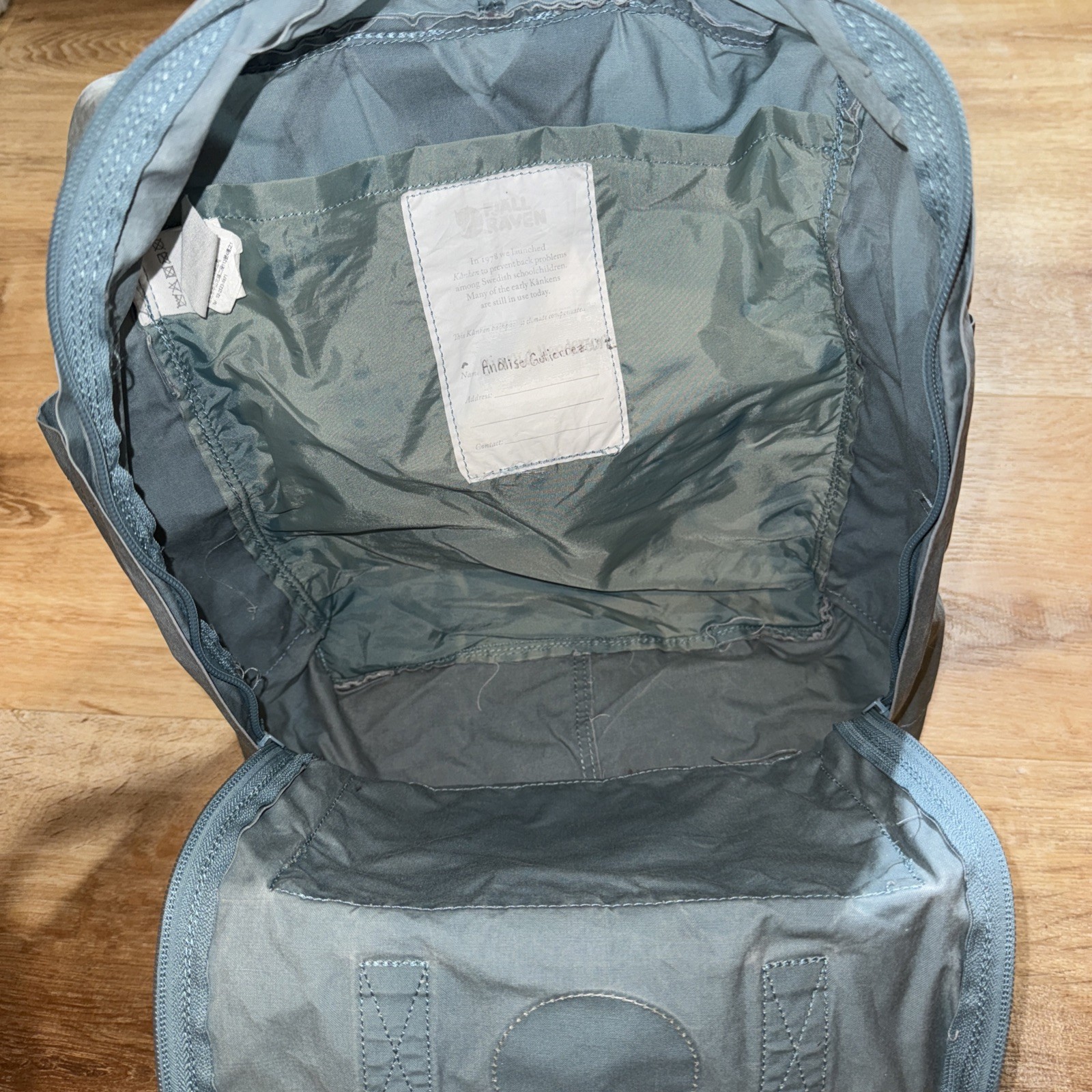 Fjallraven Kanken 14in Backpack Sky Blue/Light Distressed Carryon College Fox