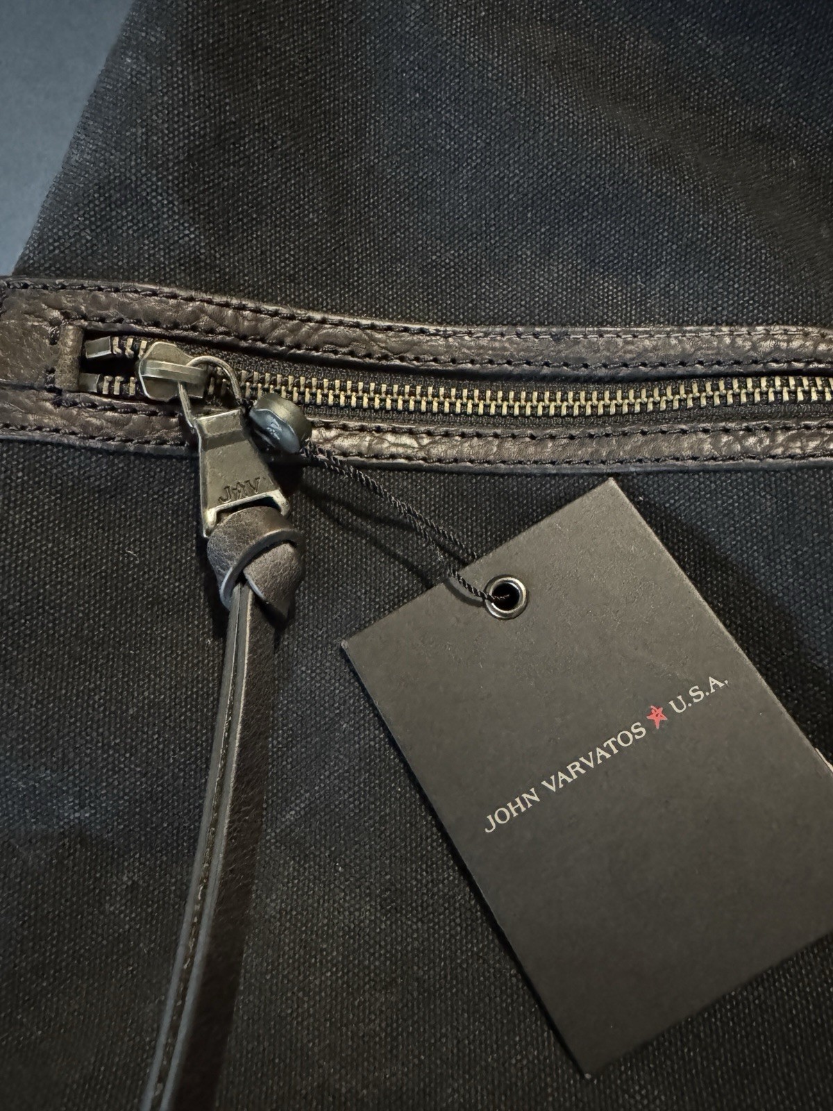 John Varvatos Bagpack Black Washed Denim W/Leather Strap Size 9”x5”x16” MSRP$225