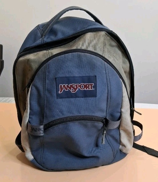 🤩 Vintage JANSPORT Blue Brown Bl. Multi Compartment Backpack Unisex School Bag