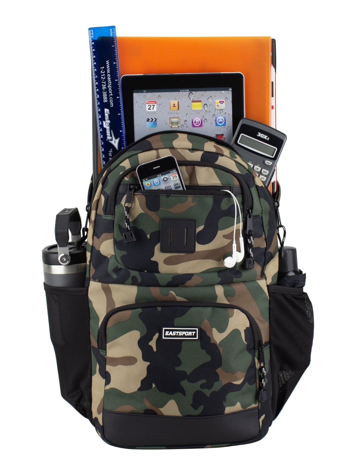 Eastsport Unisex Eclipse 19″ Core Backpack, Army Camo School Book Bag New
