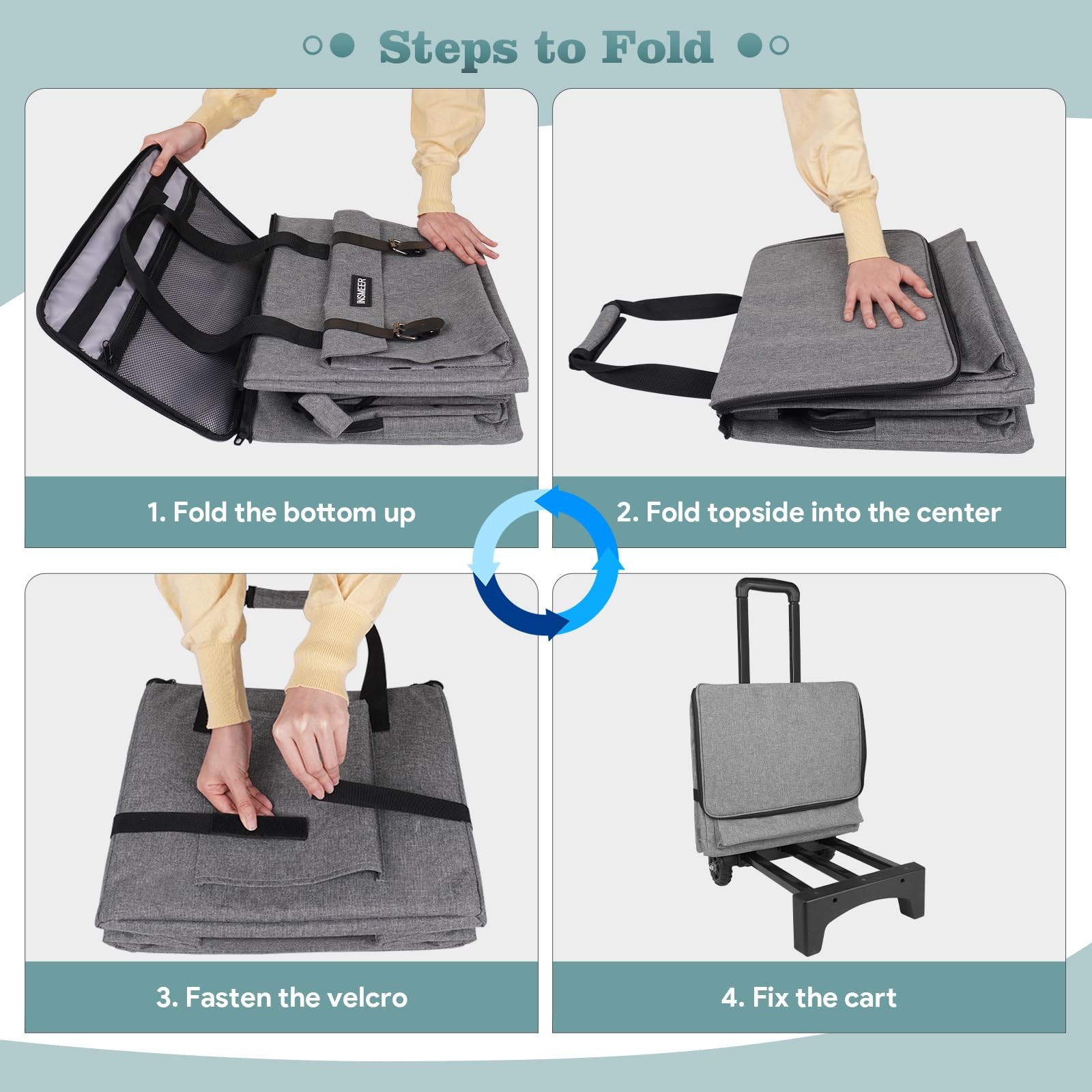 Rolling Teacher Bag with Wheels, Padded Laptop Compartment for up to 15.6 Inc…