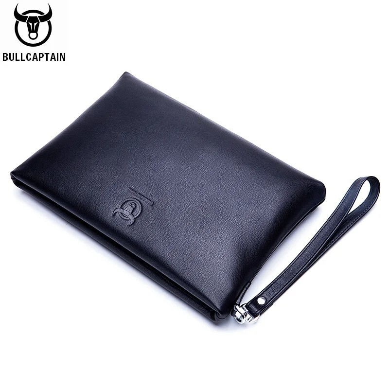 BULLCAPTAIN Men’s Soft Leather Handbag Business Travel Hand Bag