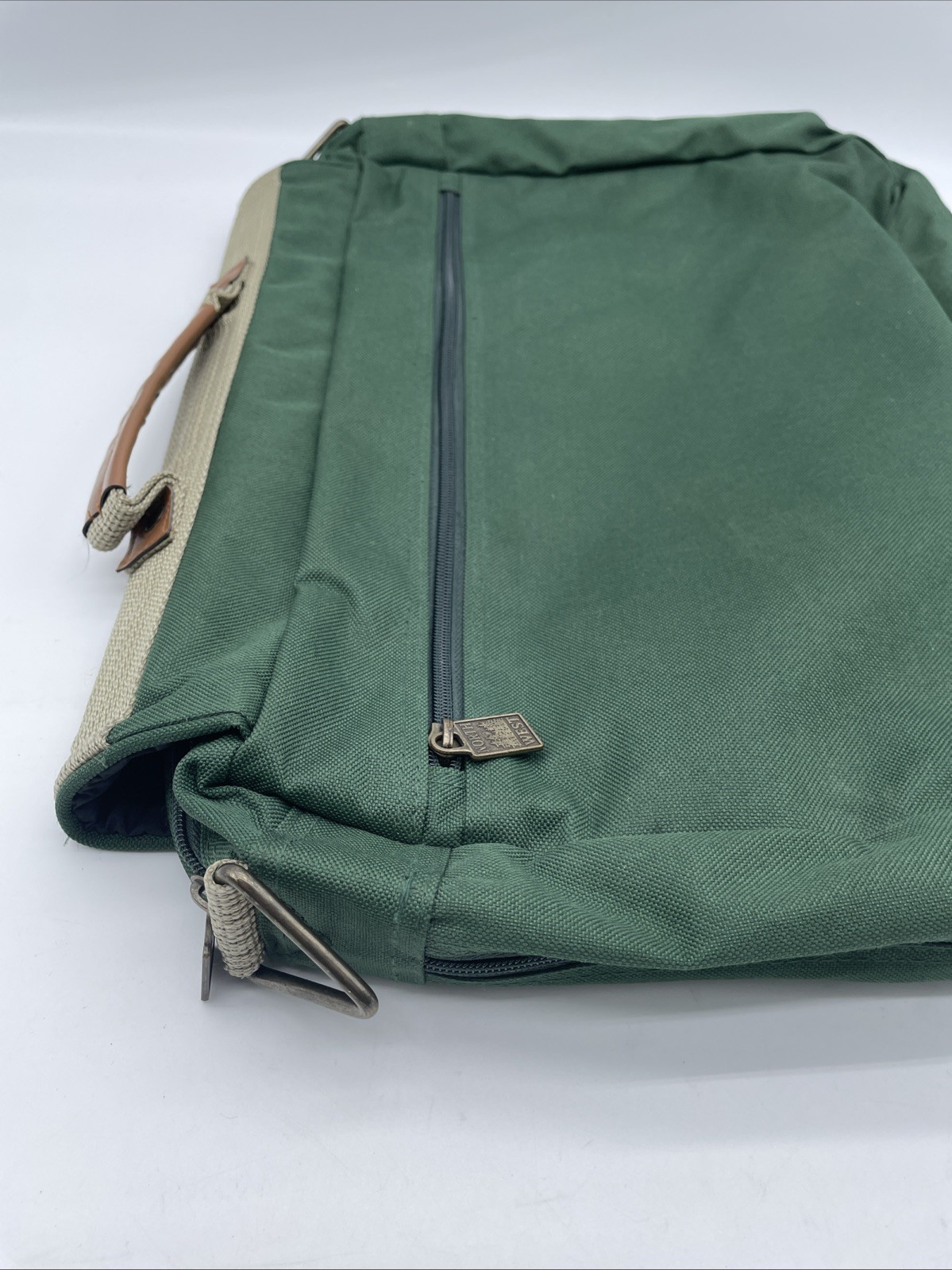 Leed’s North West Shoulder Bag Messenger Portfolio Green Canvas Remington Logo