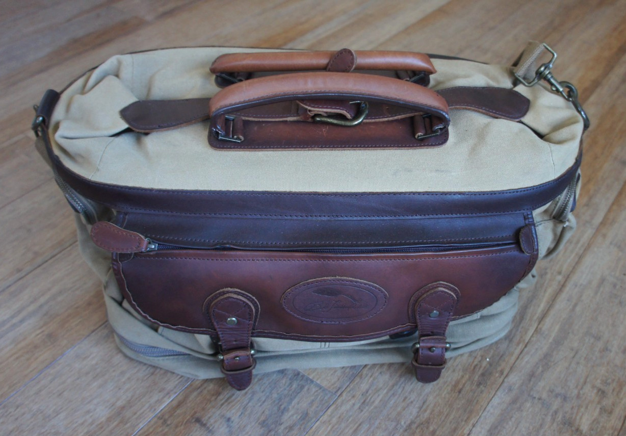 Bob Timberlake 20.5x11x12.5 Duffel Travel Bag Leather & Canvas BASS PRO SHOP