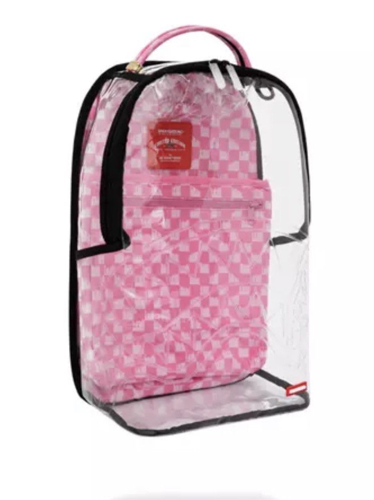 Sprayground PINK DRIP Clear Backpack❄️New PVC Transparent Bookbag School Bag