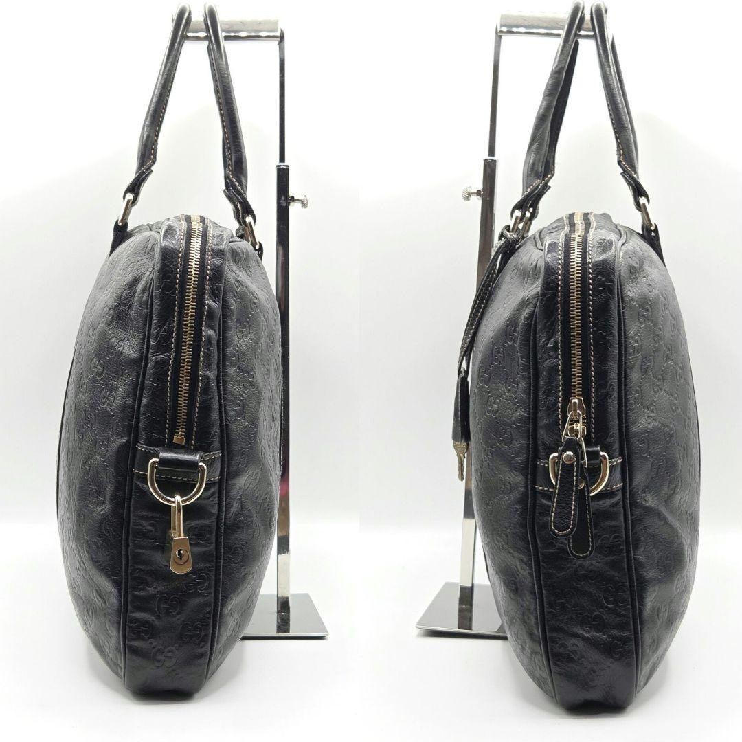 GUCCI Guccissima GG Leather Briefcase Business Bag Black From JAPAN