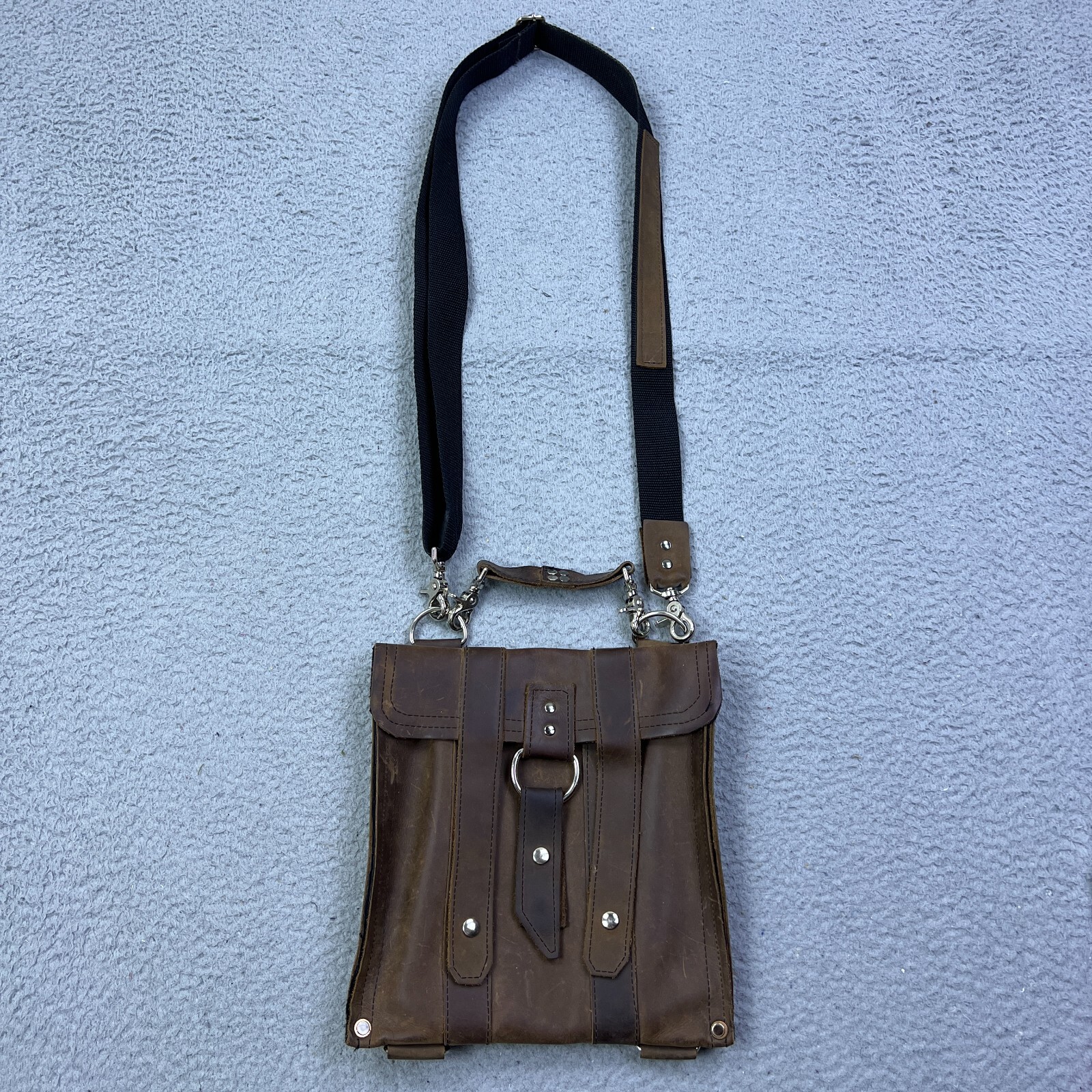 Copper River Bag Baxter Distressed Leather 10″ Brown Crossbody Strap Made in USA