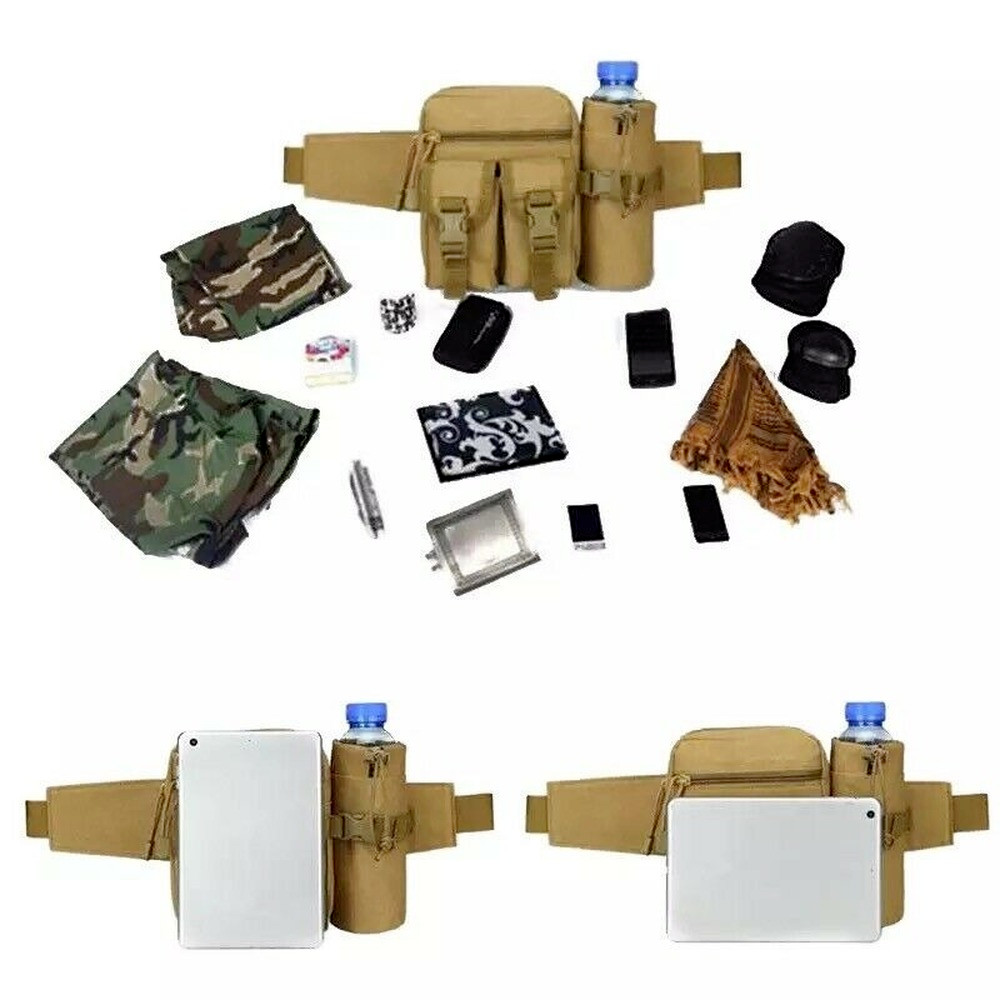 Tactical Waist Pack Pouch With Water Bottle Pocket Holder Waterproof Fanny Bag