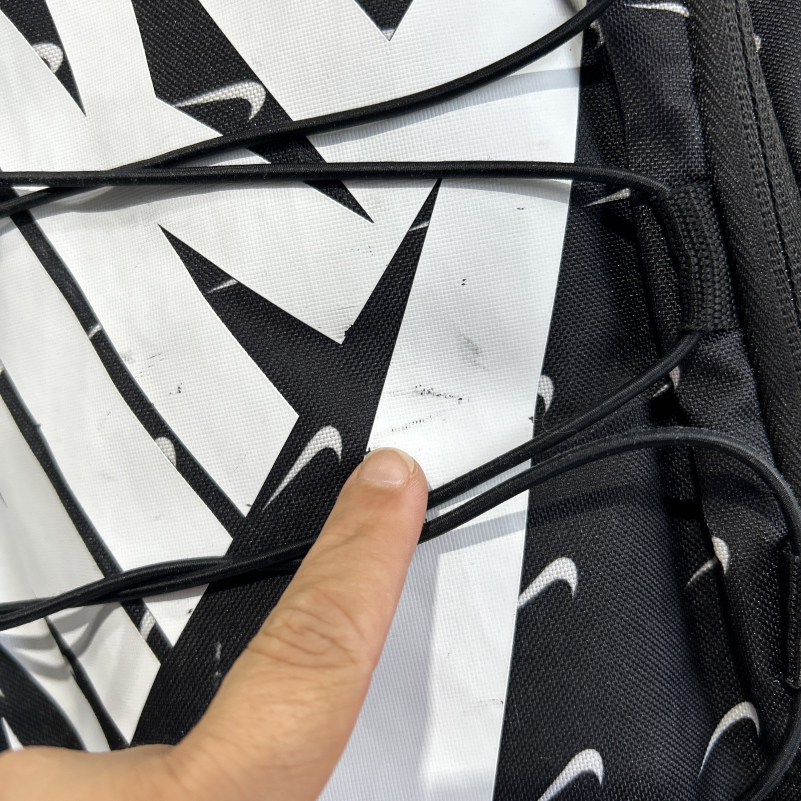 Nike Backpack Black White All Over Swoosh Print School Gym Bag