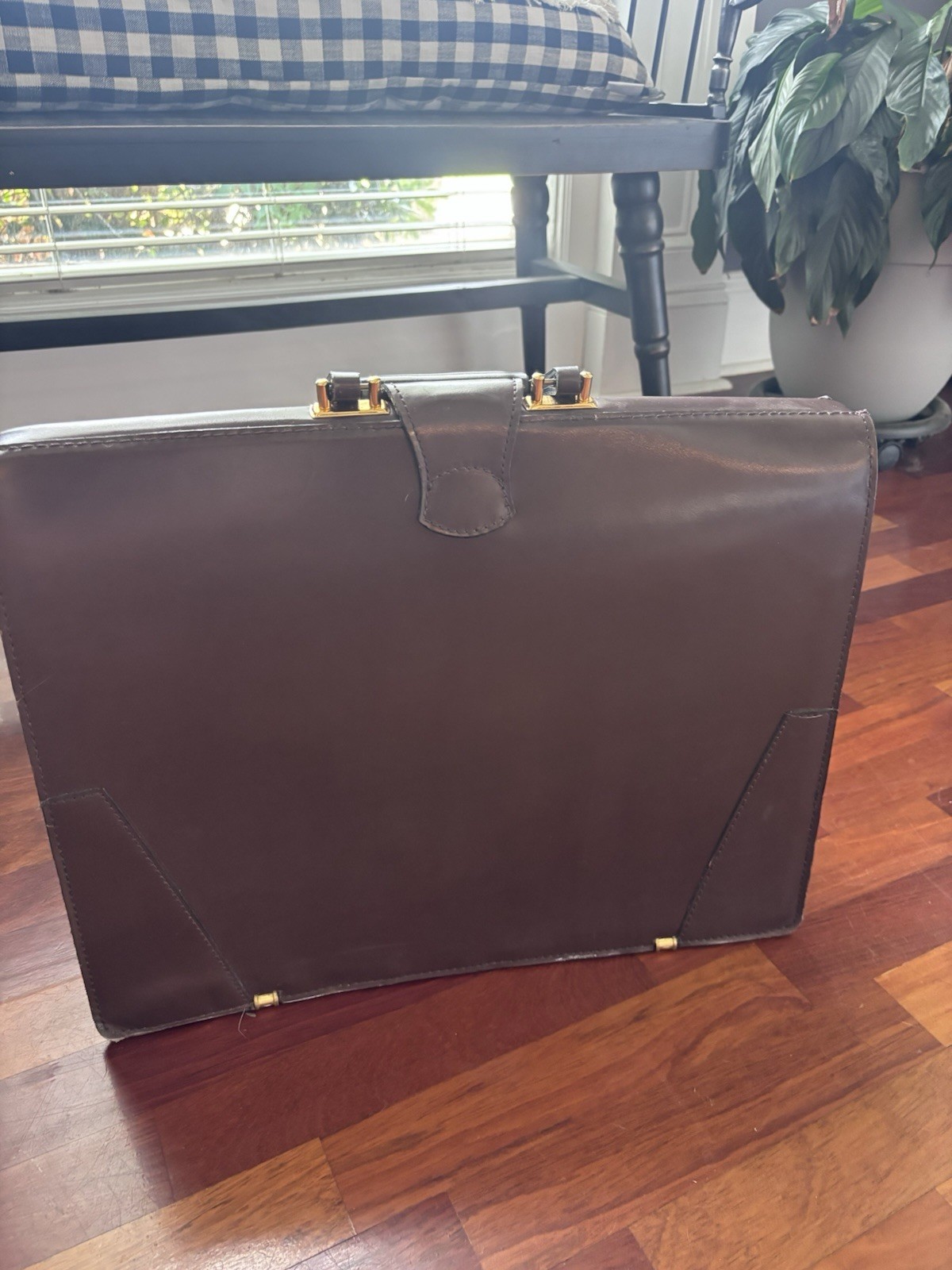 Saddle Leather Brown Men’s Briefcase Document Case Lion leather Prod
