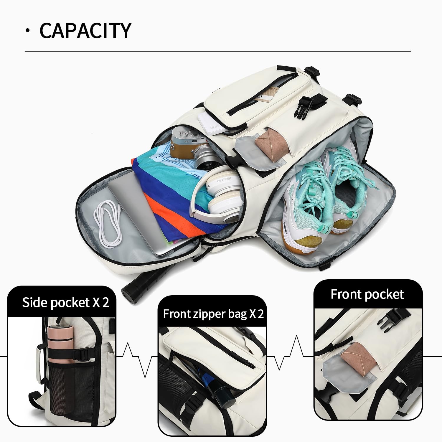 Gym Duffle Tennis Bag Backpack 4-Way Waterproof Shoes Compartment Travel Sport