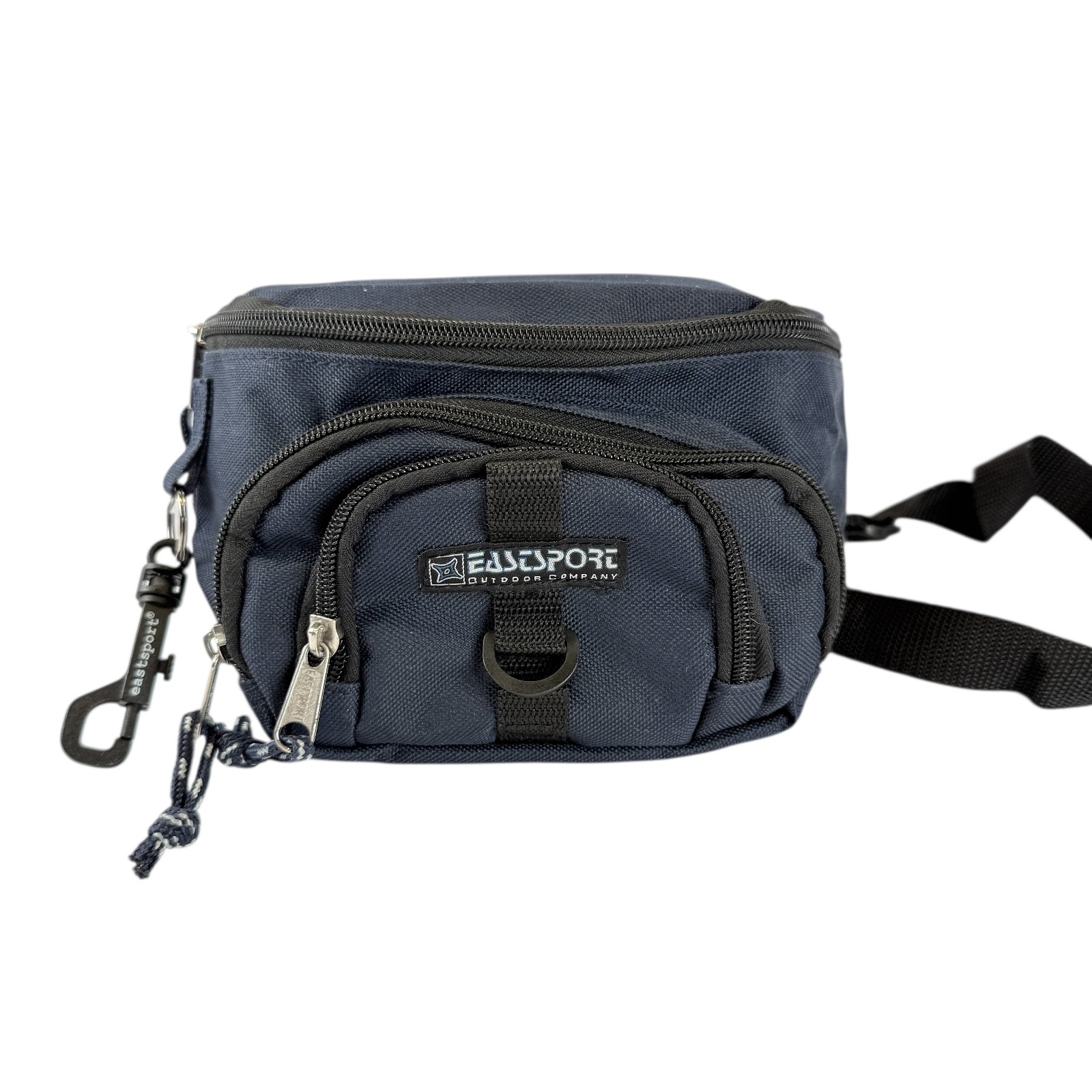 Vintage EastSport Navy Blue Fanny Pack Waist Belt Bag 3 Pouch 90s Y2K