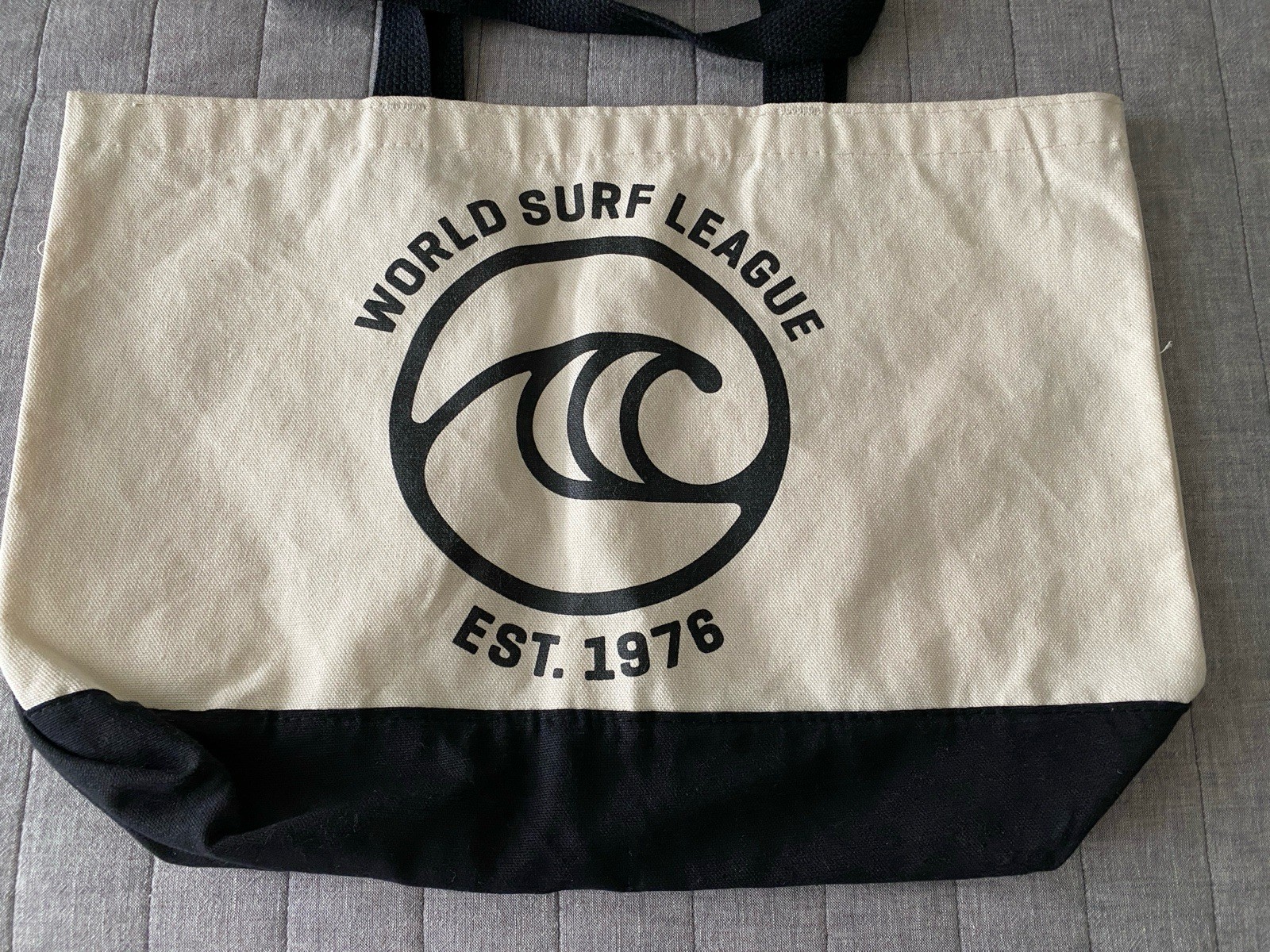 WSL WORLD SURF LEAGUE UNLINED CANVAS TOTE, GROCERY, GYM, BEACH, NWOT NEVER USED