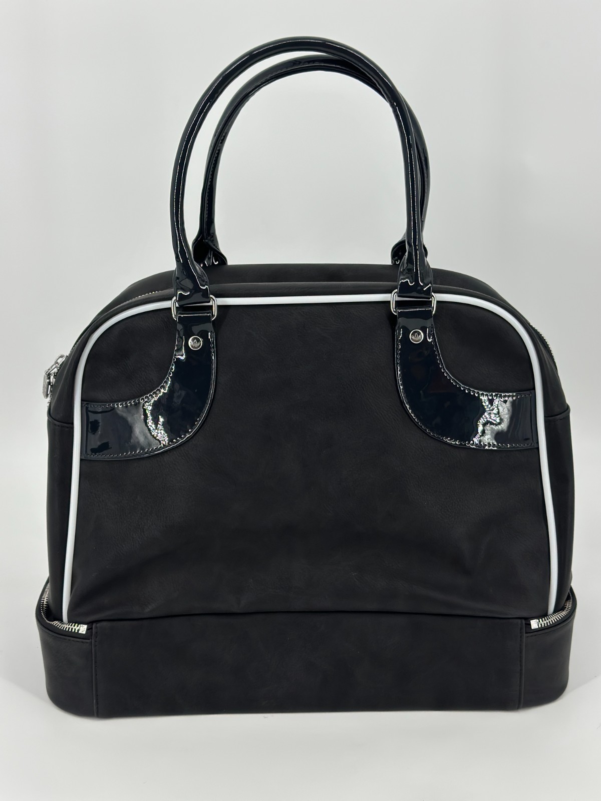 Adidas Premium Bowling Style Bag Large Black Designer Purse Trefoil Sport JW0307